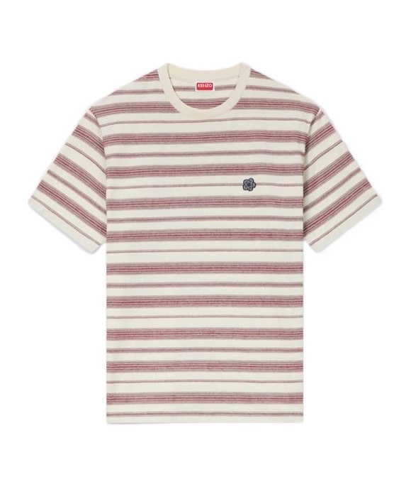 Kenzo 'boke Flower' Striped Embroidered T-shirt In Cotton In Brown