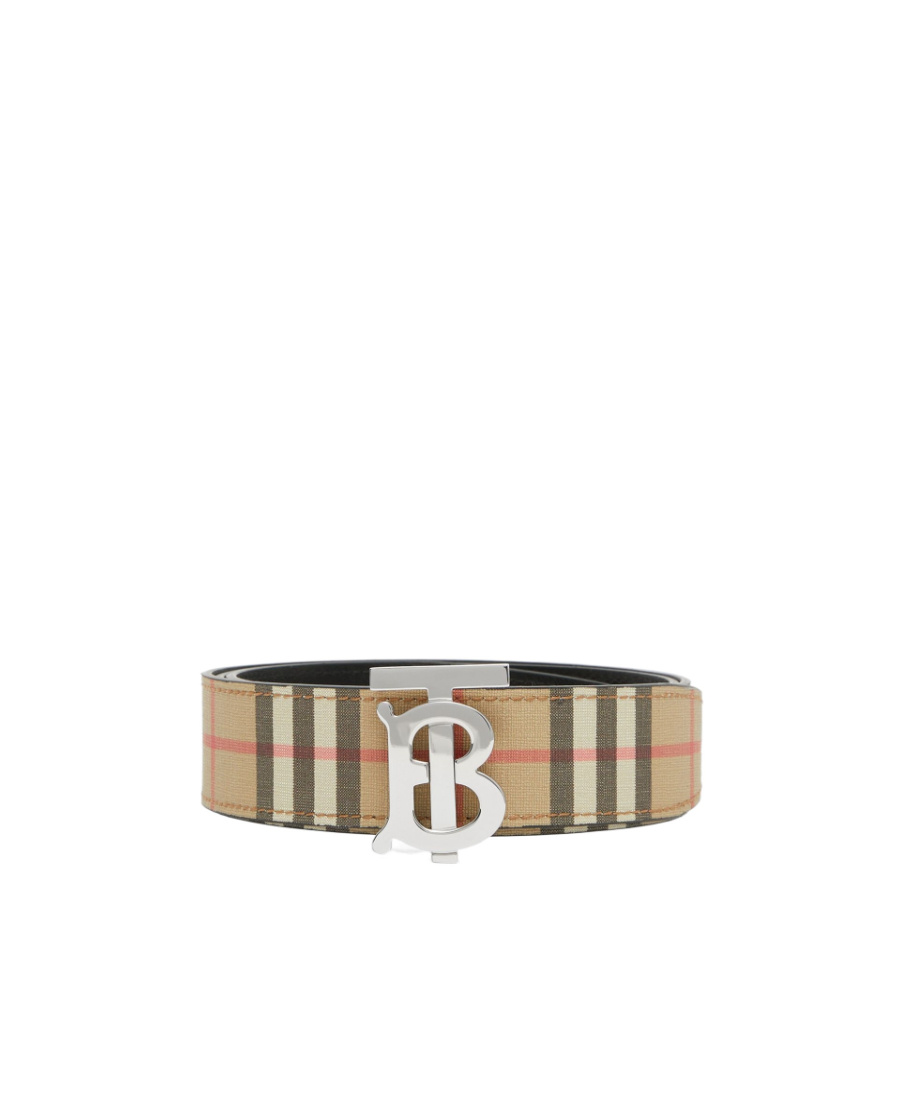 Burberry Reversible Check Monogram Belt In Nude