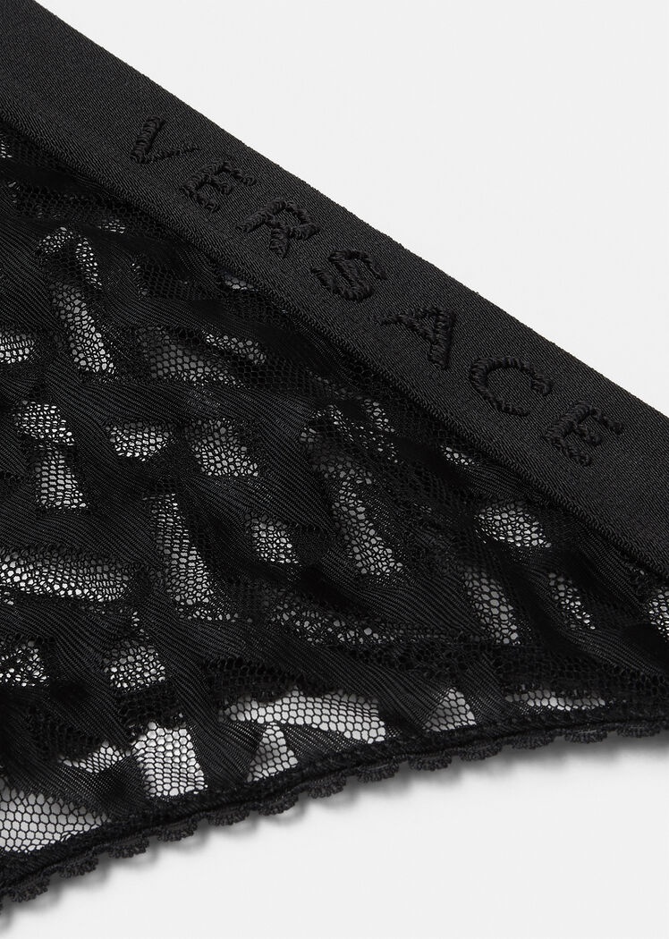 VERSACE LACE-DETAIL SEMI-SHEER THONG 