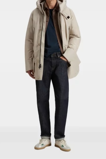 Woolrich Dove Grey Padded Parka With Hooded Neck In Neutral