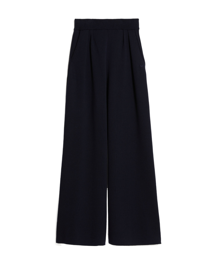 Max Mara Wide-legged Wool Casual Trousers In Black