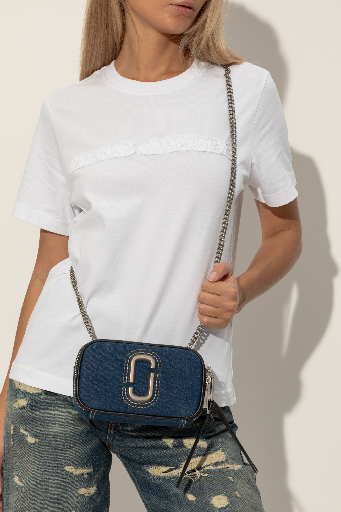 Marc Jacobs The Snapshot Denim Cross-body Bag In Blue