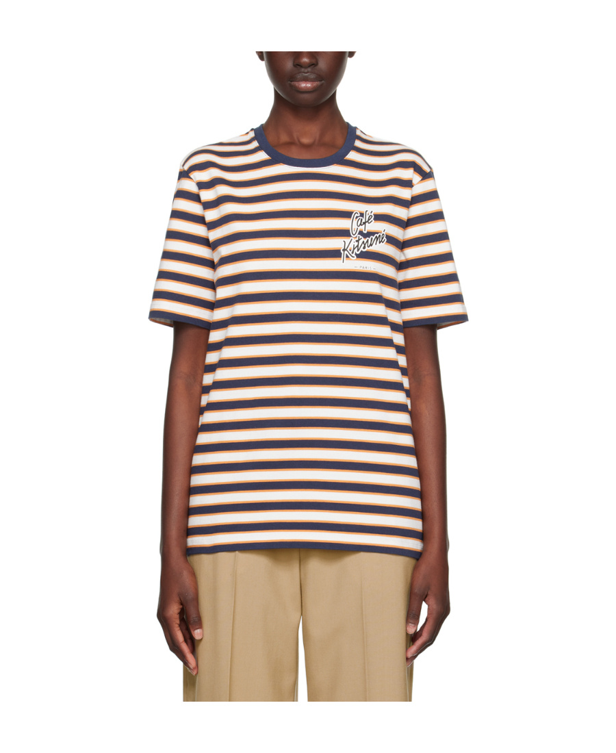 MAISON KITSUNÉ ROUND NECK STRIPED T-SHIRT