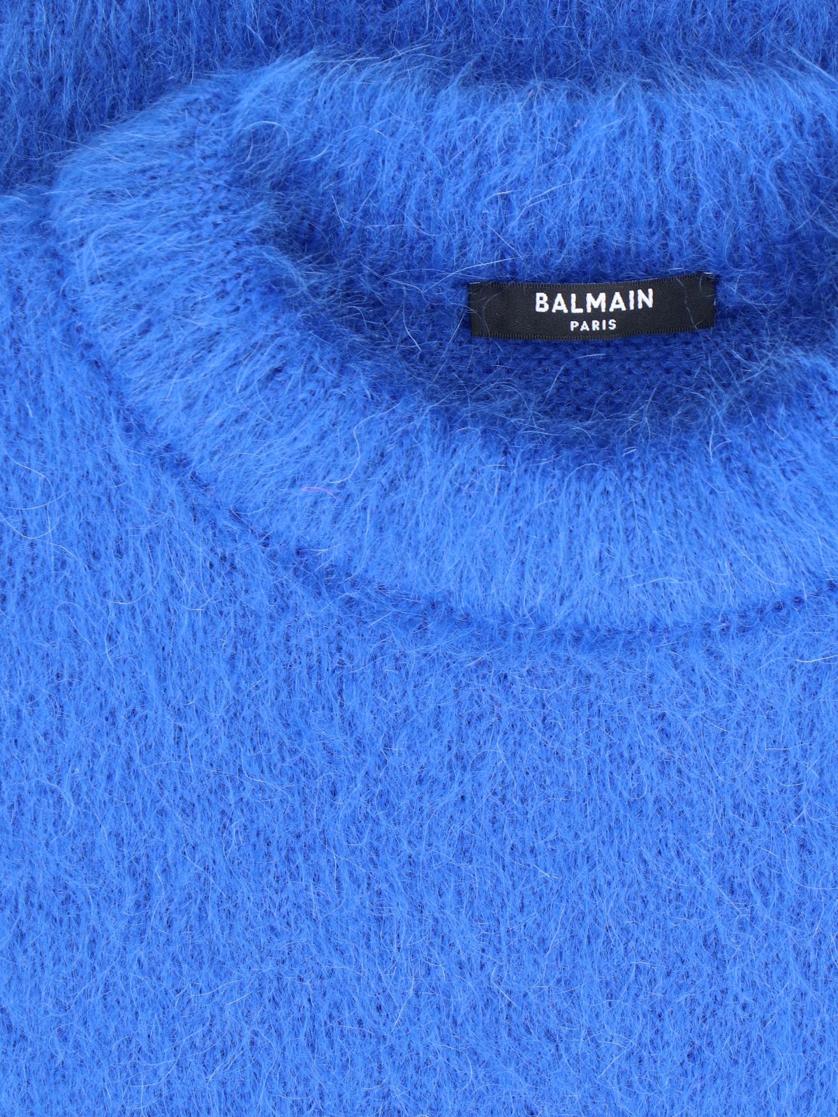 Balmain Logo Jacquard Crewneck Knitted Jumper In Blue