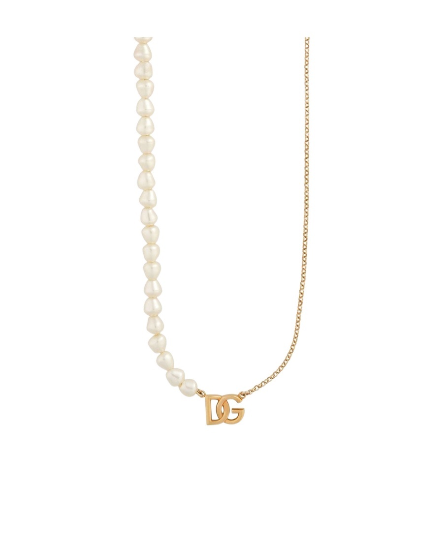 Shop Dolce & Gabbana Logo-plaque Contrast Necklace In Yellow