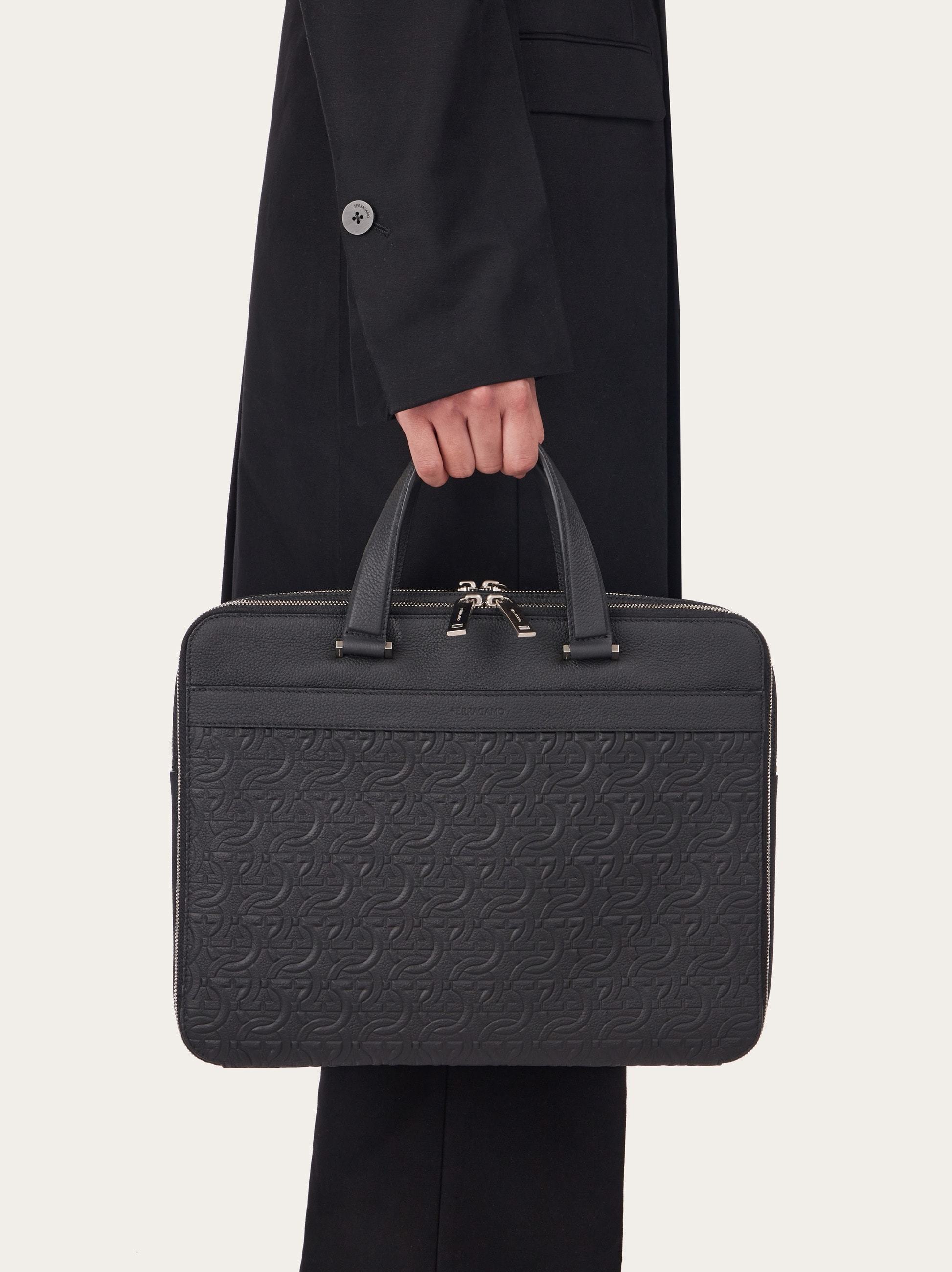 Ferragamo Men's Gancini Business Bag In Black