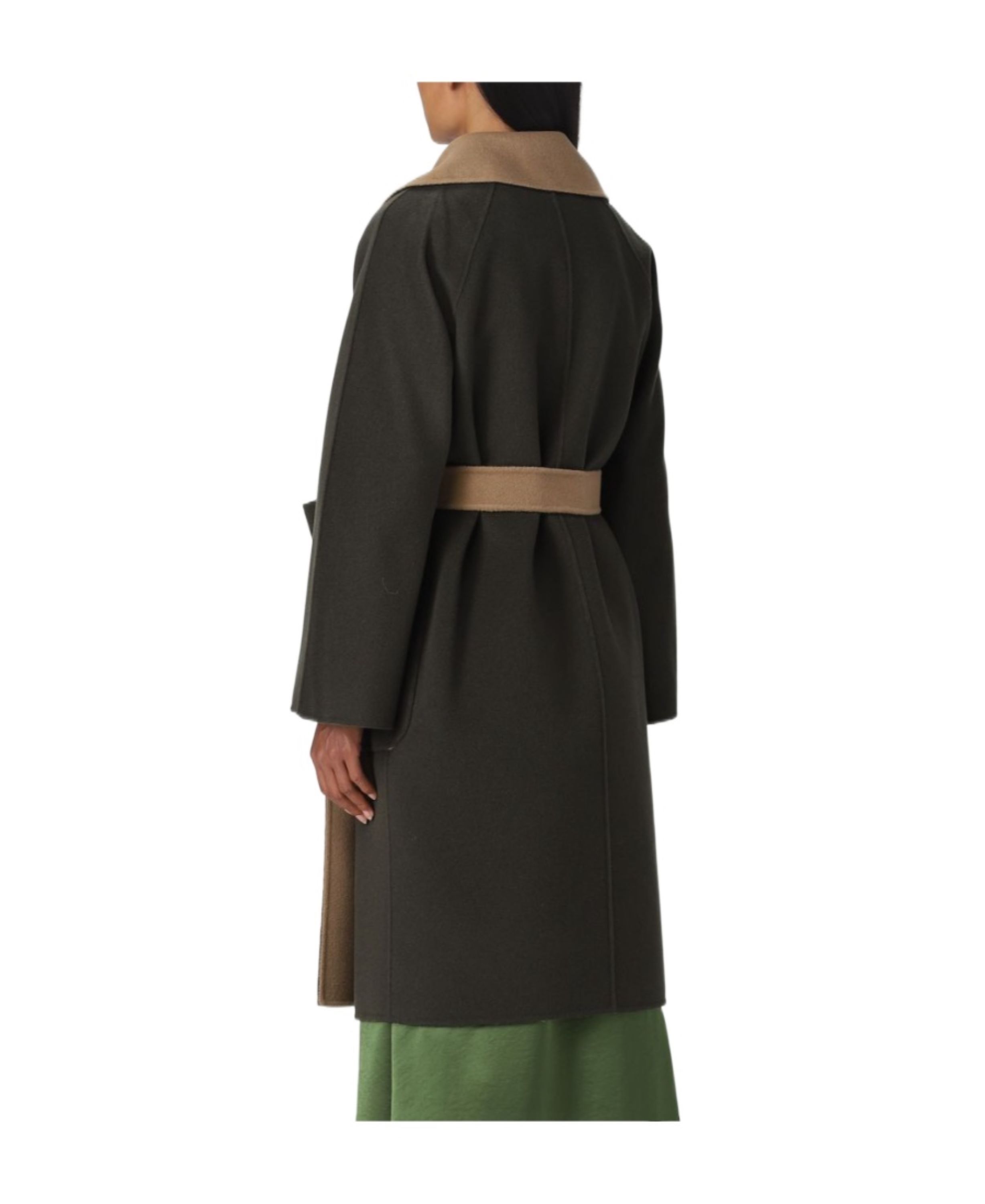 Weekend Max Mara Double-sided Coat With Waist And Long Sleeves In Black