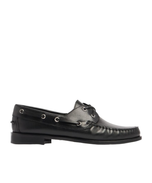 Aeyde 15mm Harris Leather Boat Shoes In Black