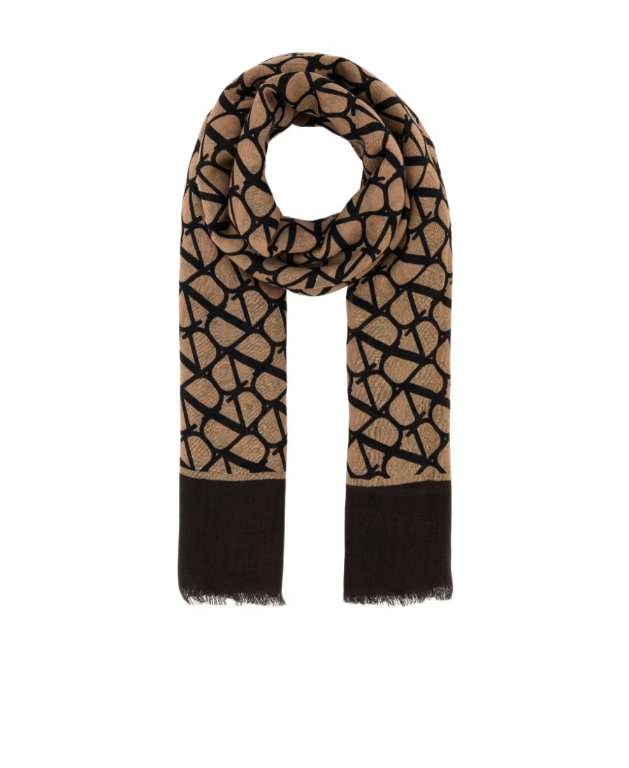 Valentino Garavani Toile Iconographe Scarf In Brown