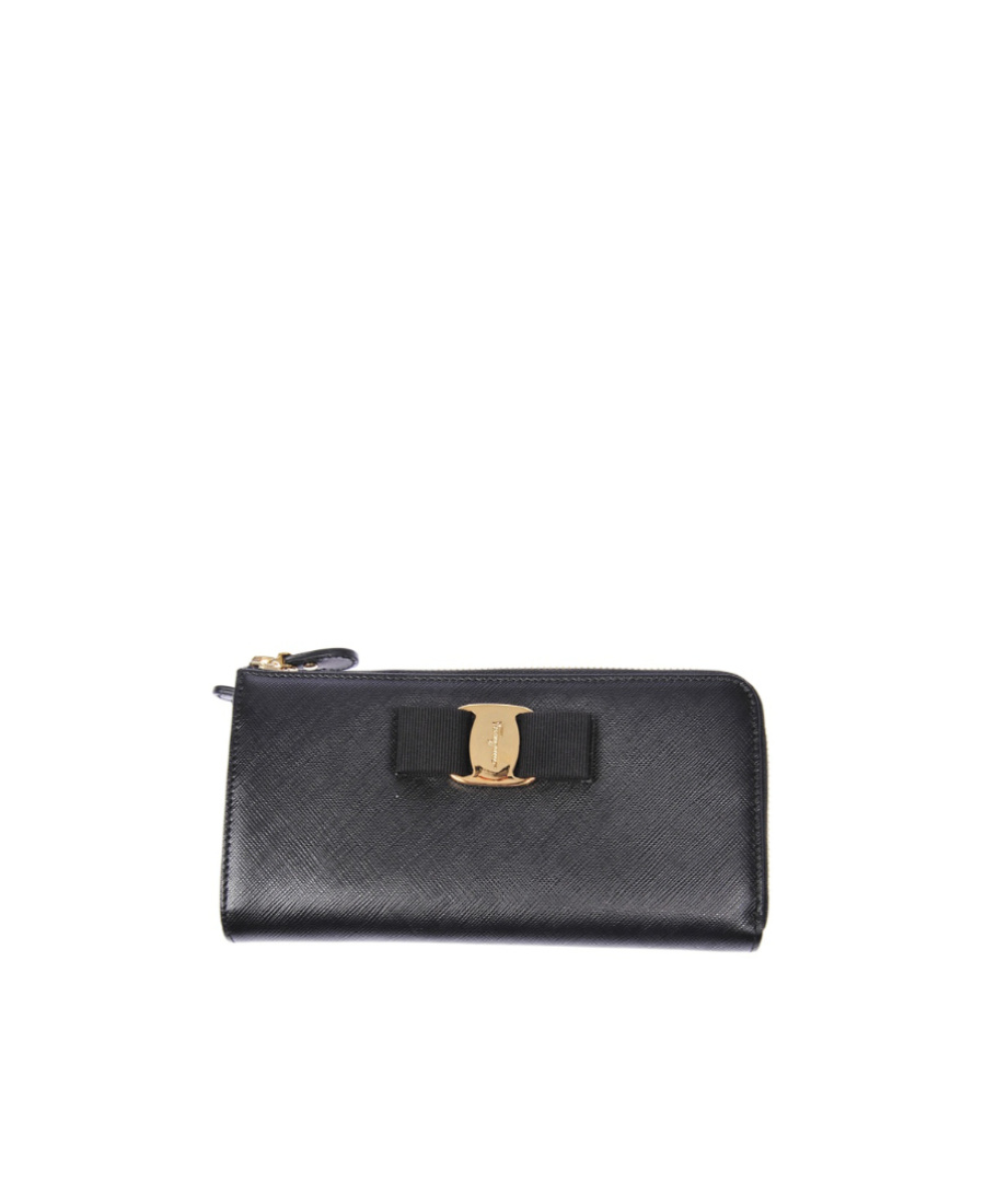 Ferragamo Bow Details Logo Wallet In Black