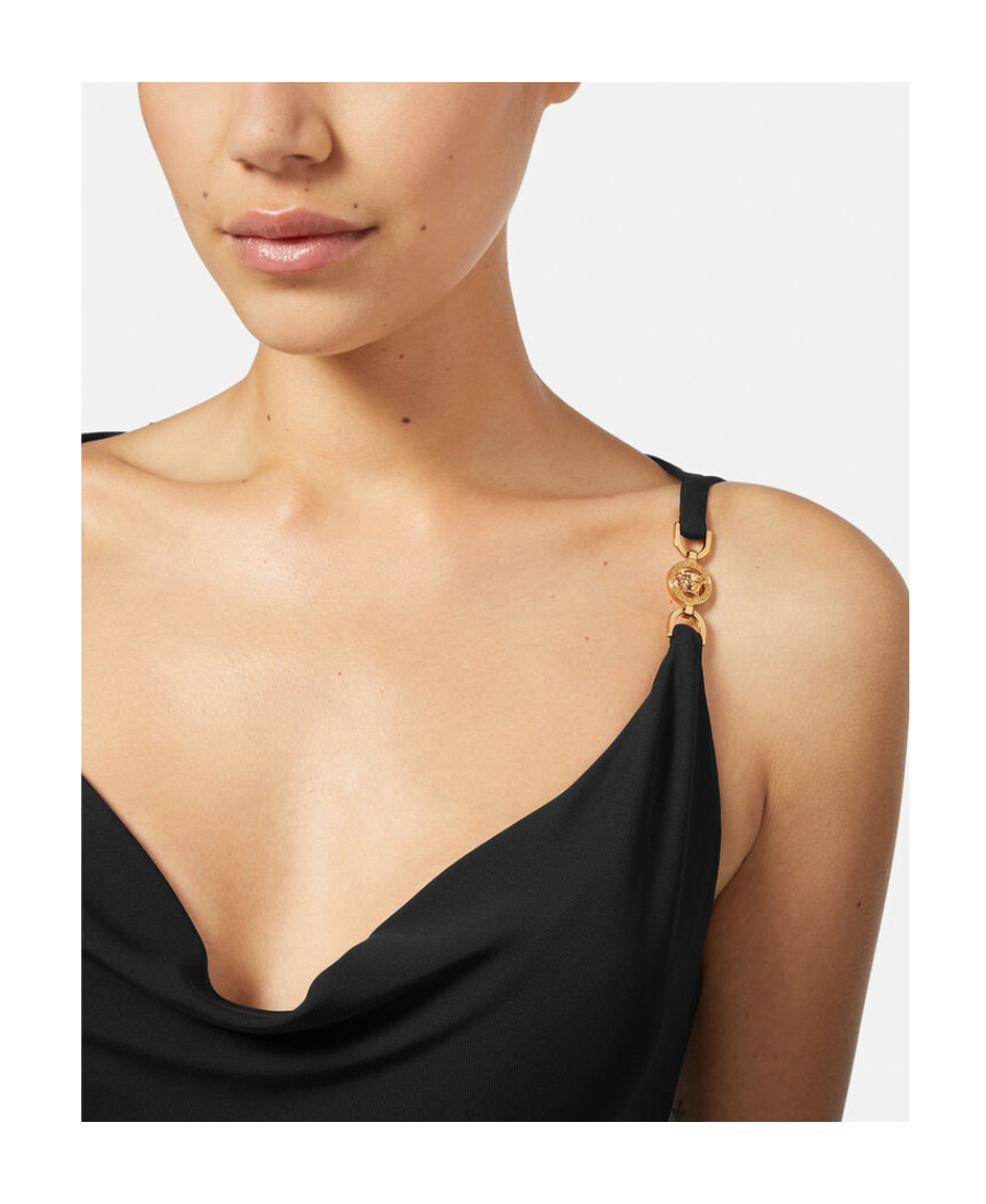 Versace Medusa-strap Corset-style Dress In Black