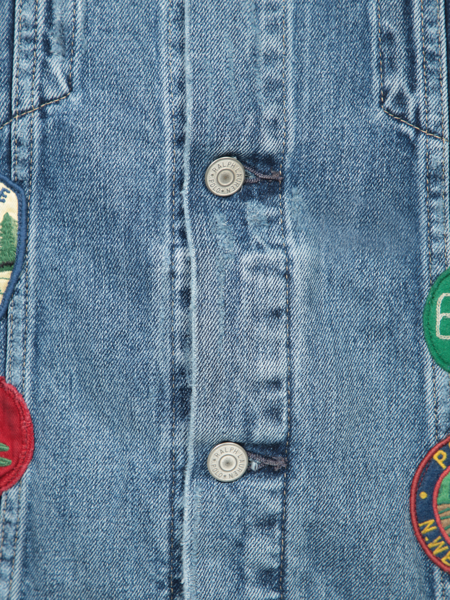 Shop Polo Ralph Lauren Patch-embroidered Denim Jacket In Gray