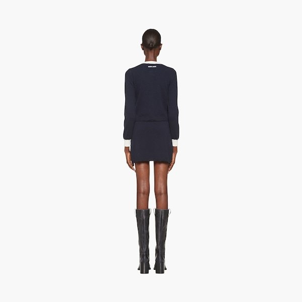 Miu Miu Two-tone Cashmere Cardigan In Blue