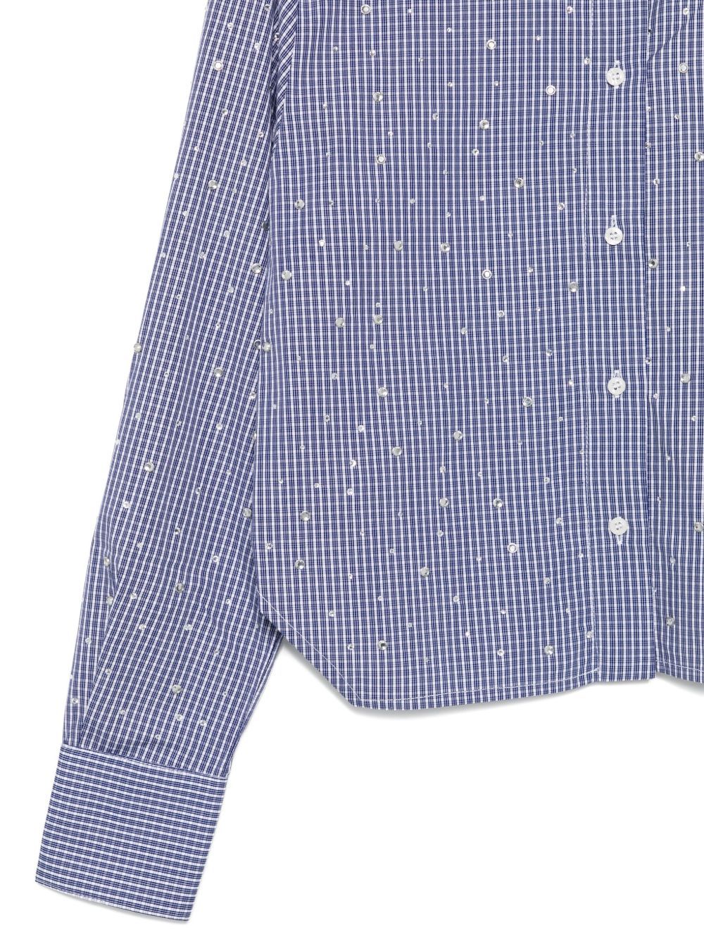 Liu •jo Cropped Blue Shirt With Checkered Pattern In Purple