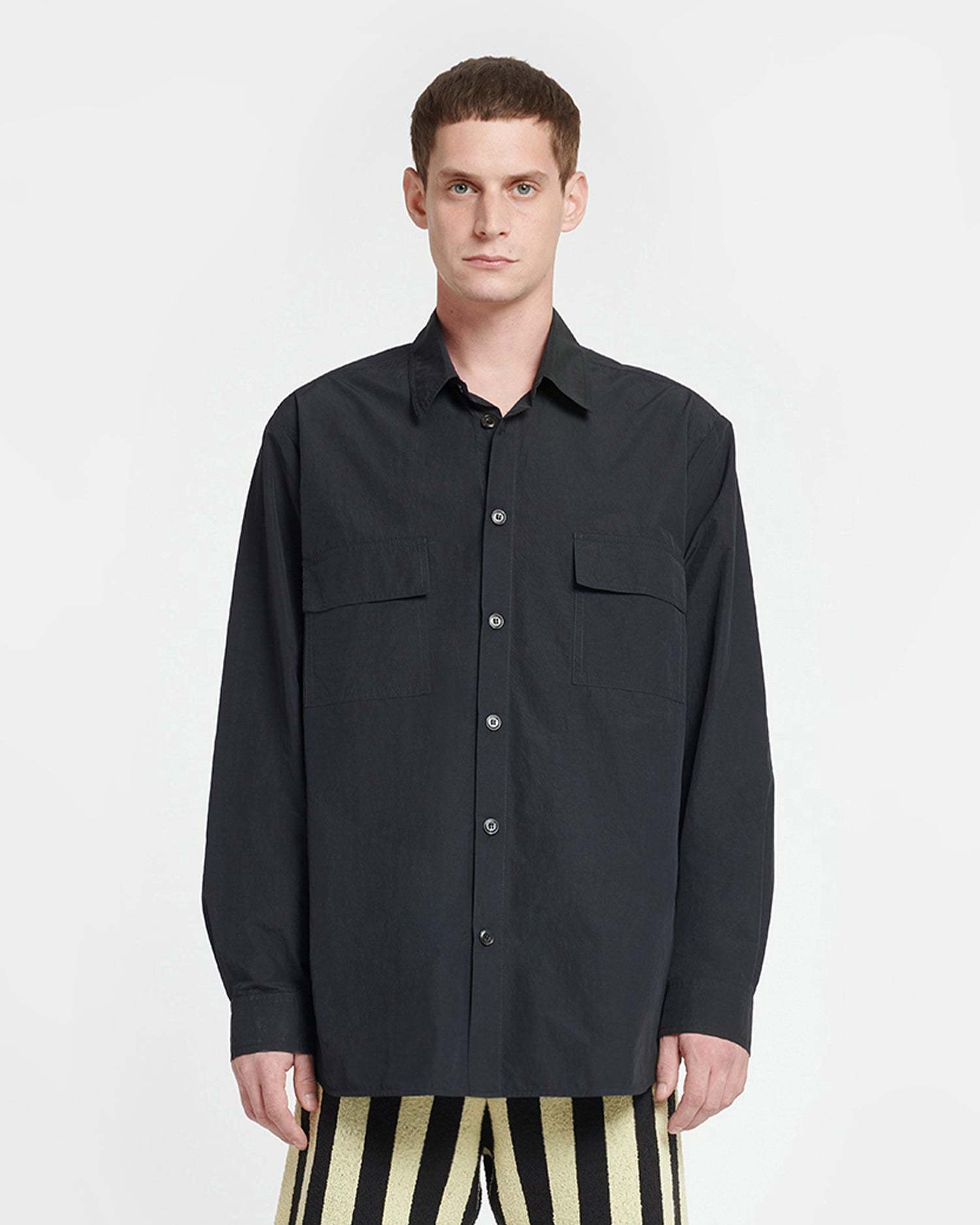 Nanushka Flap-pocket Pyjama Shirt In Black