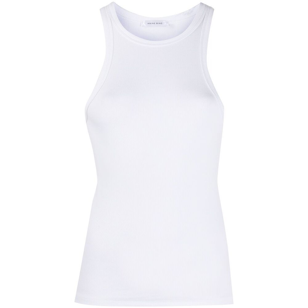 Anine Bing Womens Ivory Cole Embroidered-logo Knit Top In White