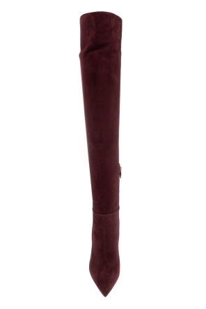 Gianvito Rossi 90mm Jules Suede Pointed-toe Boots In Burgundy