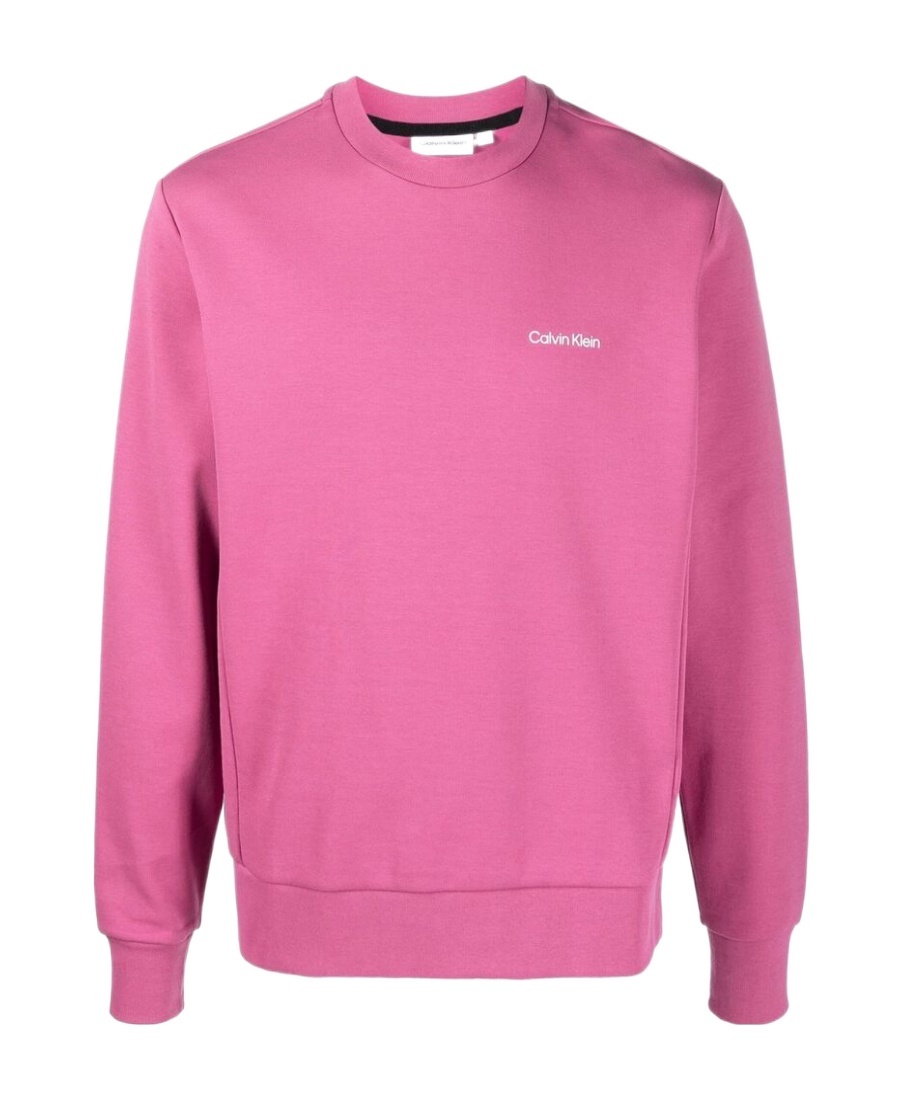Calvin Klein Round-collar Long-sleeve Hoodie In Pink