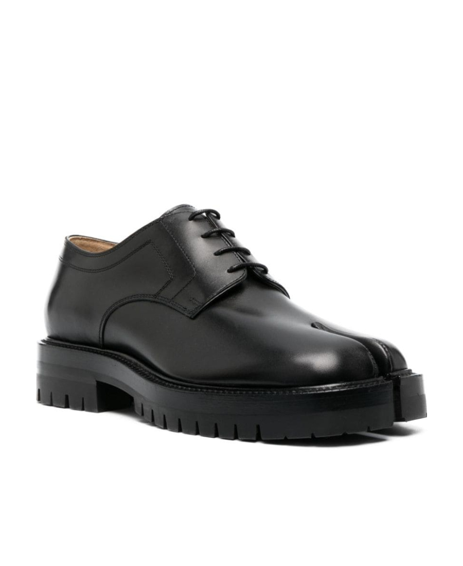 Maison Margiela Women's Leather Tabi Lace-up Shoes In Black