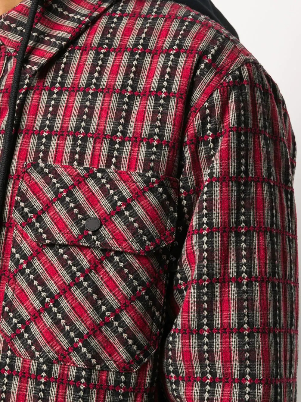 Off-white Check Hooded Jacket In Black