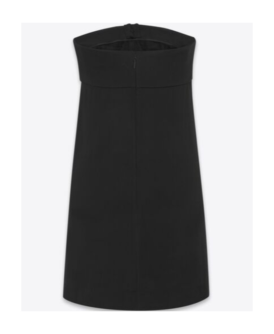 Saint Laurent Black Bowl-detail Strapless Minidress In Viscose Woman In Black