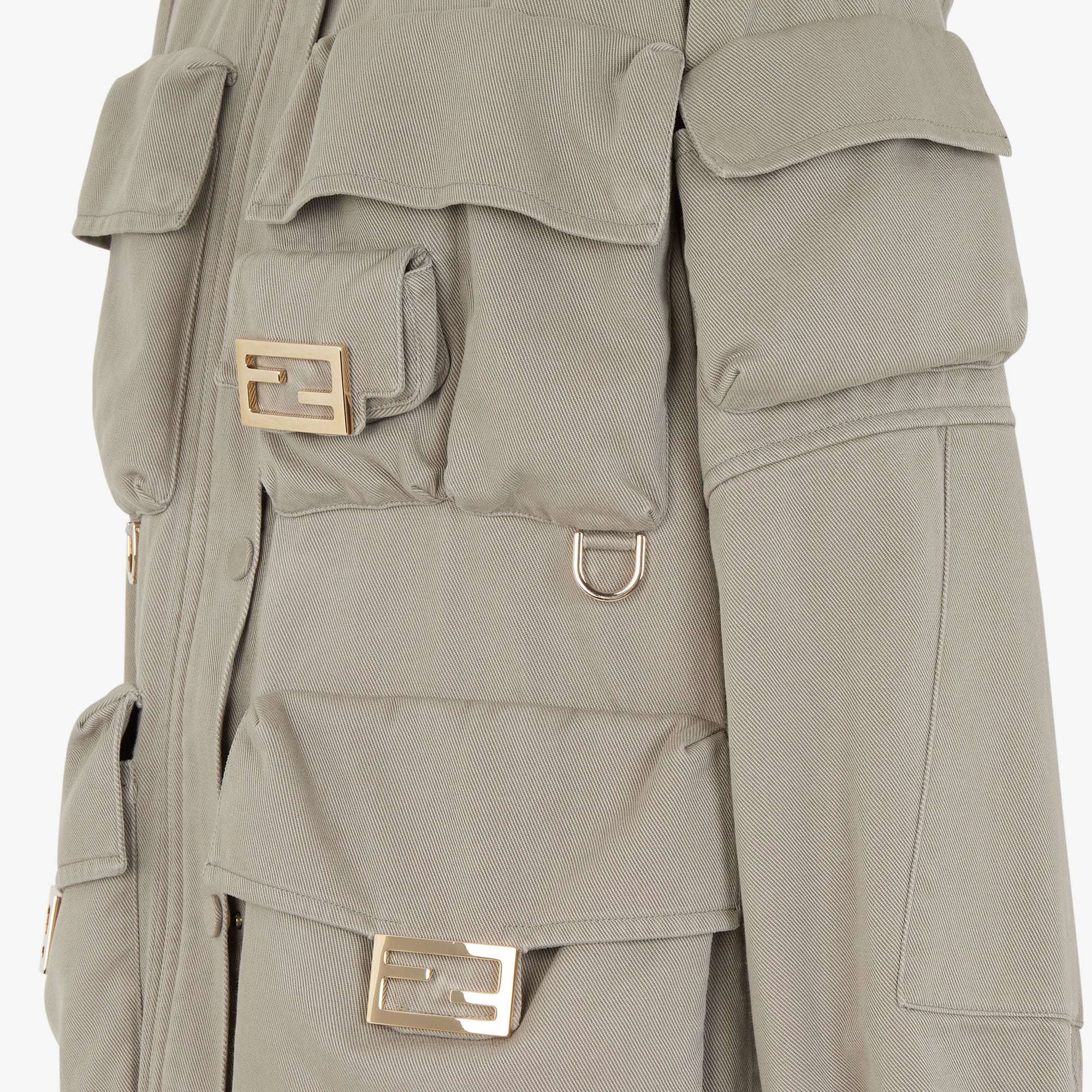 Fendi Utility-inspired Beige Jacket With High Collar In Nude