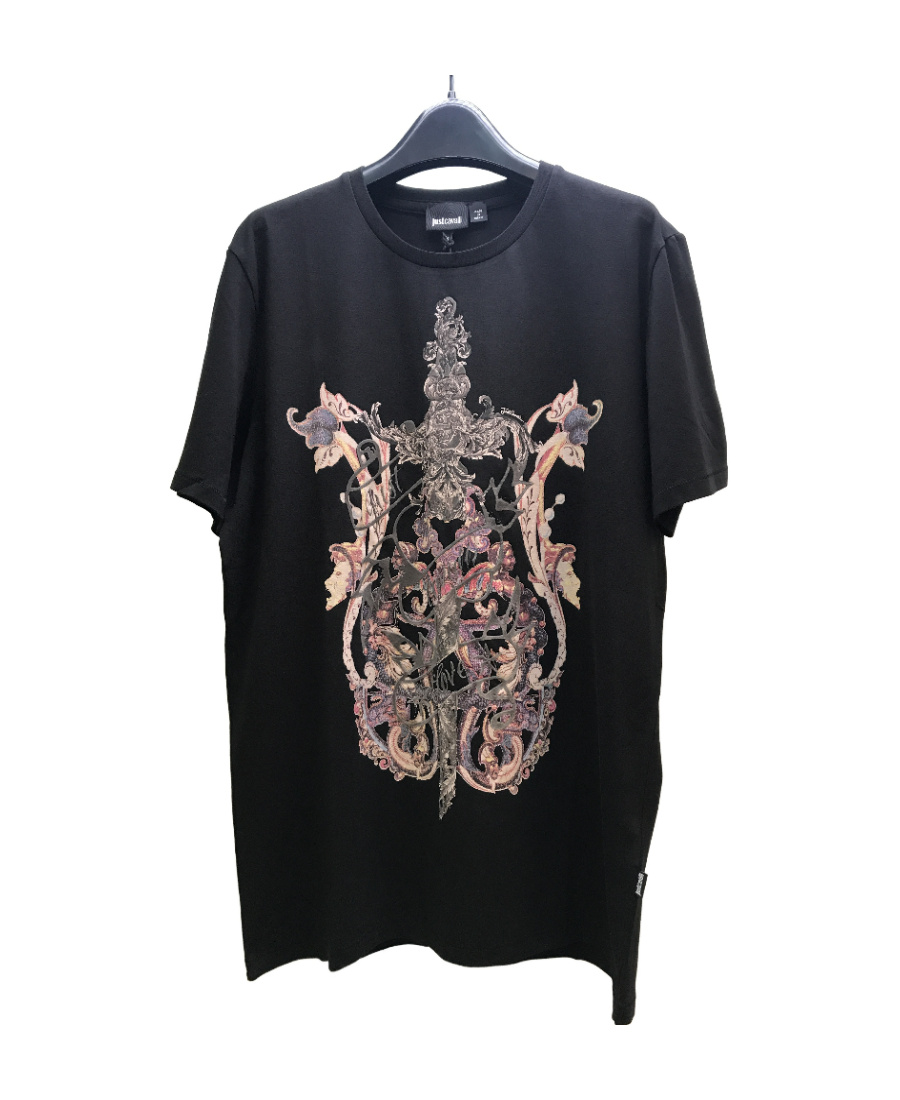 Just Cavalli Logo T-shirt With Round Neck In Black
