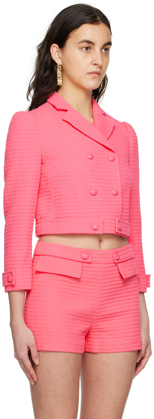 Moschino Double-breasted Casual Jacket In Pink