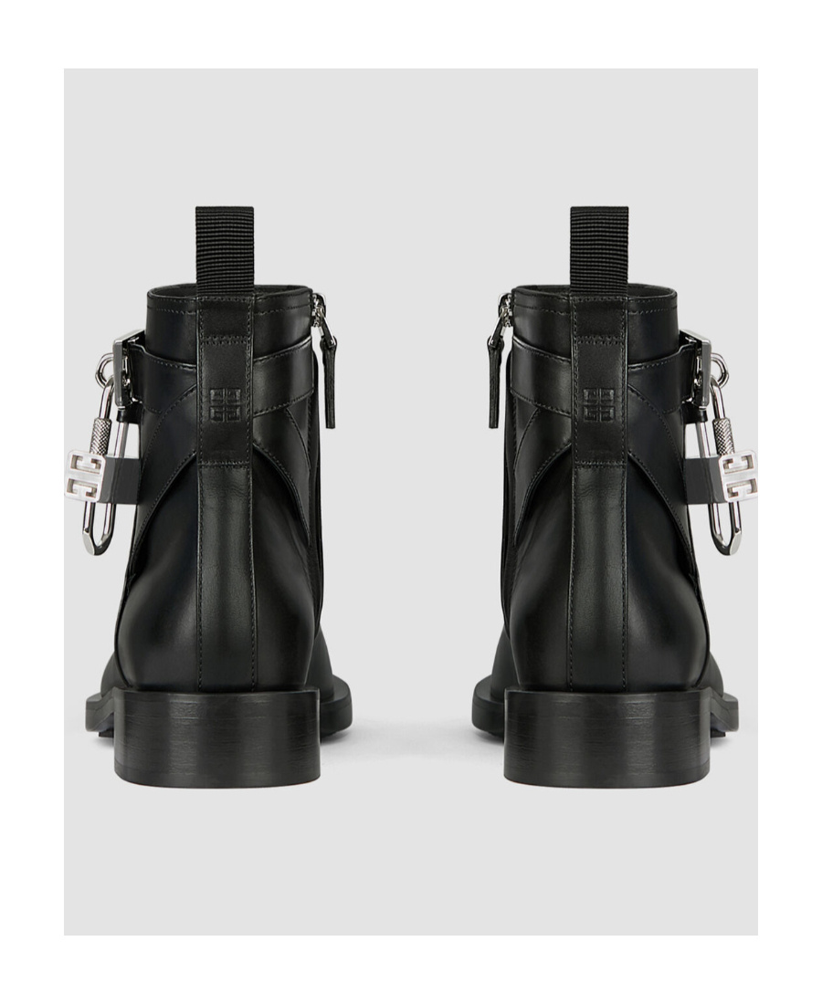 Givenchy Woman Lock Ankle Boot In Black Leather In Black