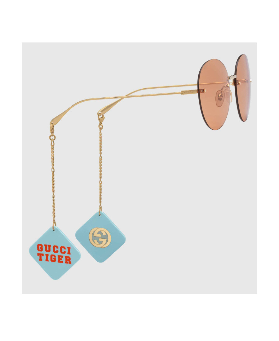 Gucci Round-frame Logo-charm Sunglasses In Nude