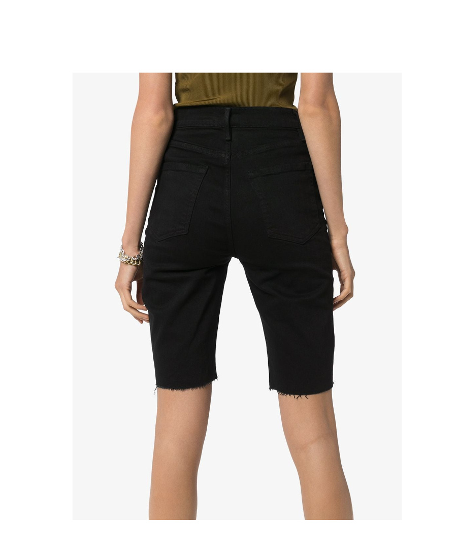 Frame Le Vintage Bermuda Raw-edge Shorts In Black