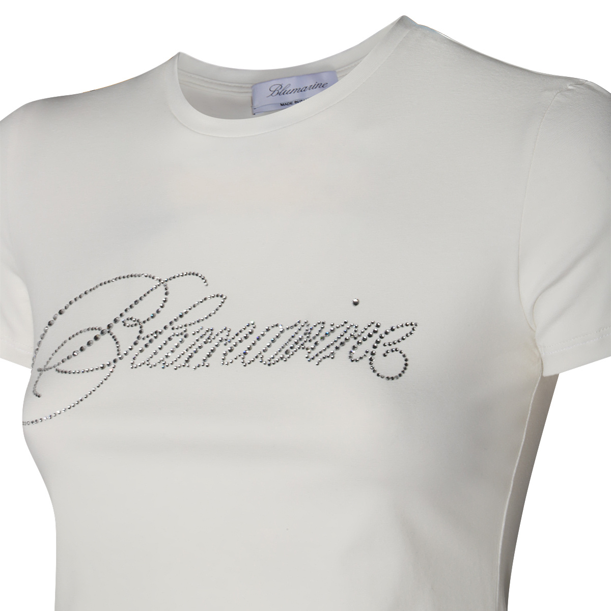 Blumarine T-shirt With Studs And Rhinestone Embroidery In Black