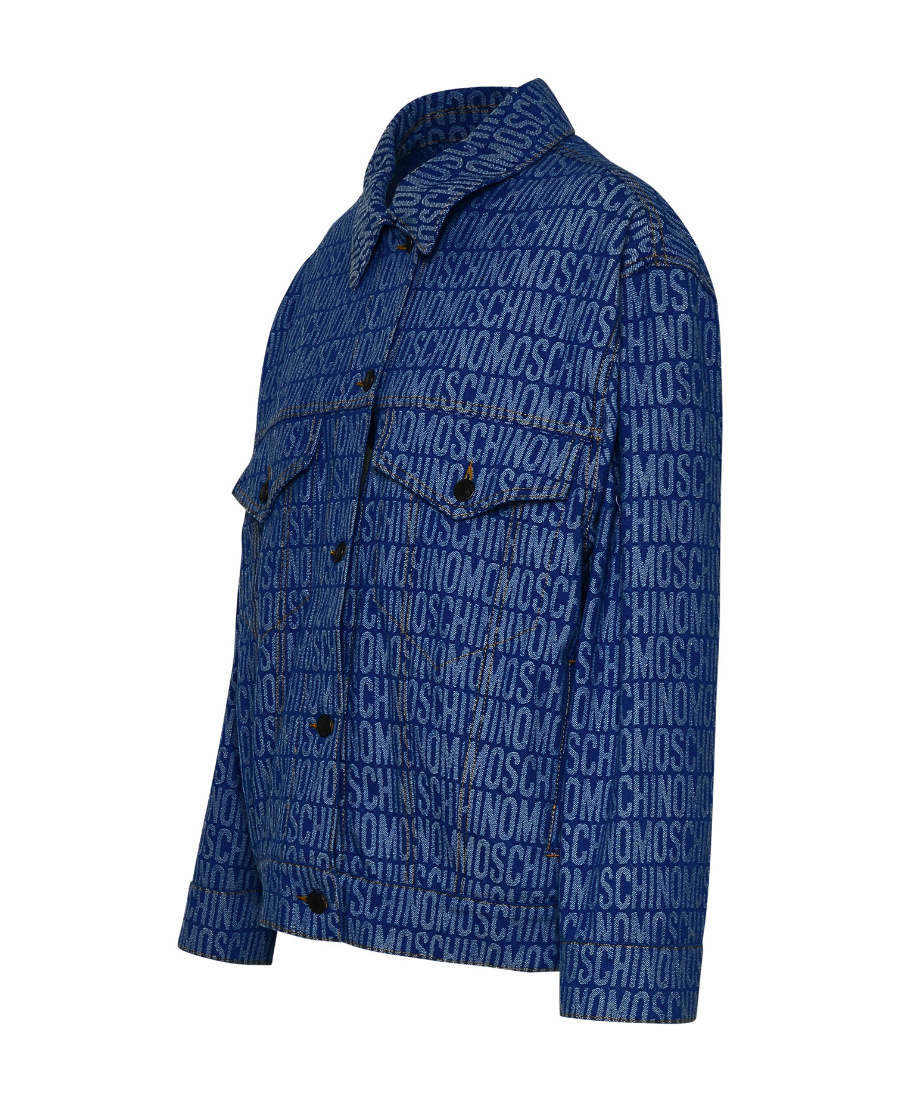 Moschino Monogram-print Denim Jacket In Blue