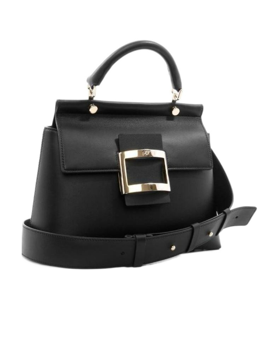 Roger Vivier Viv' Cabas Metal Buckle Tote Bag In Black