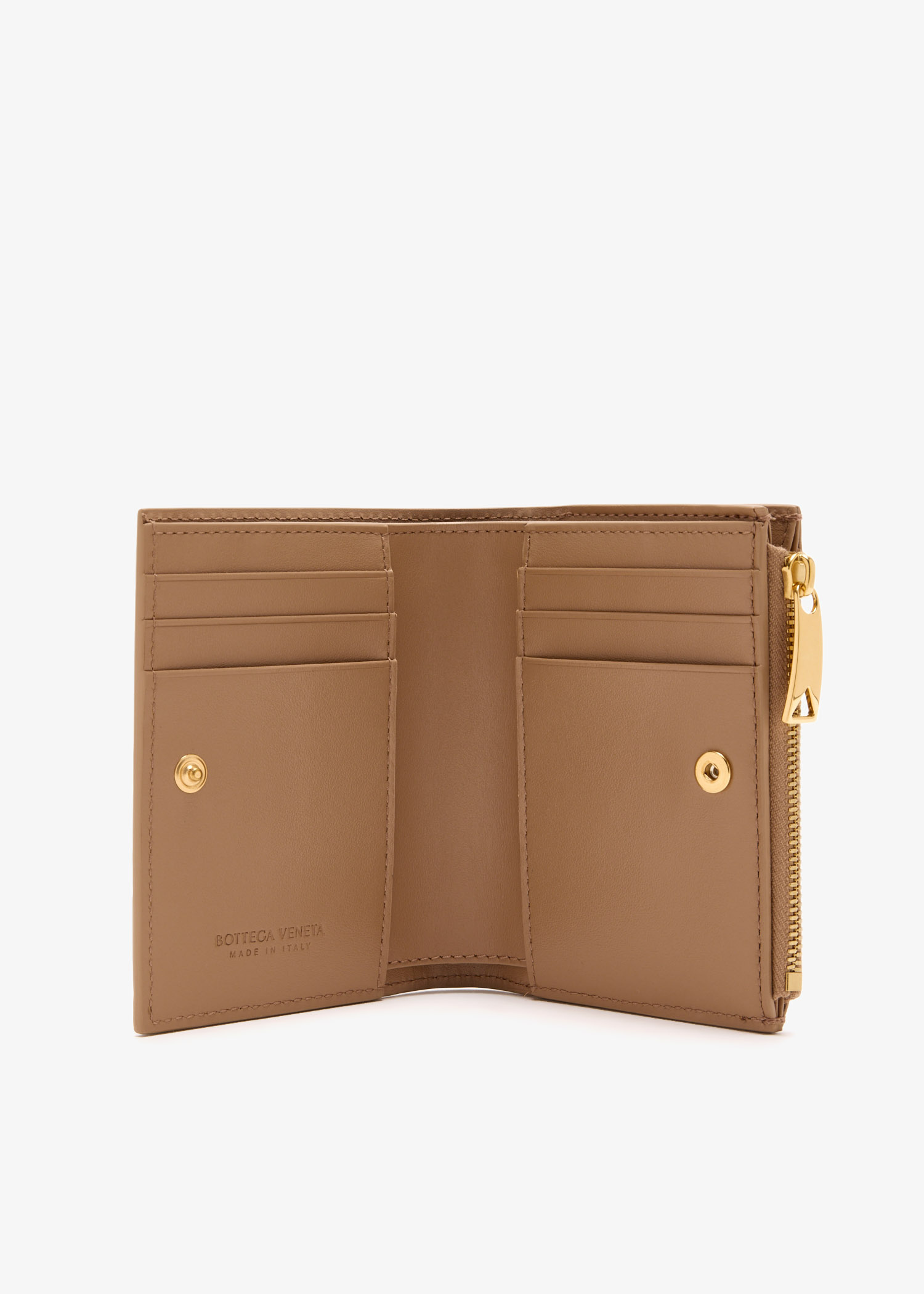 Bottega Veneta Intrecciato Small Bi-fold Wallet In Brown