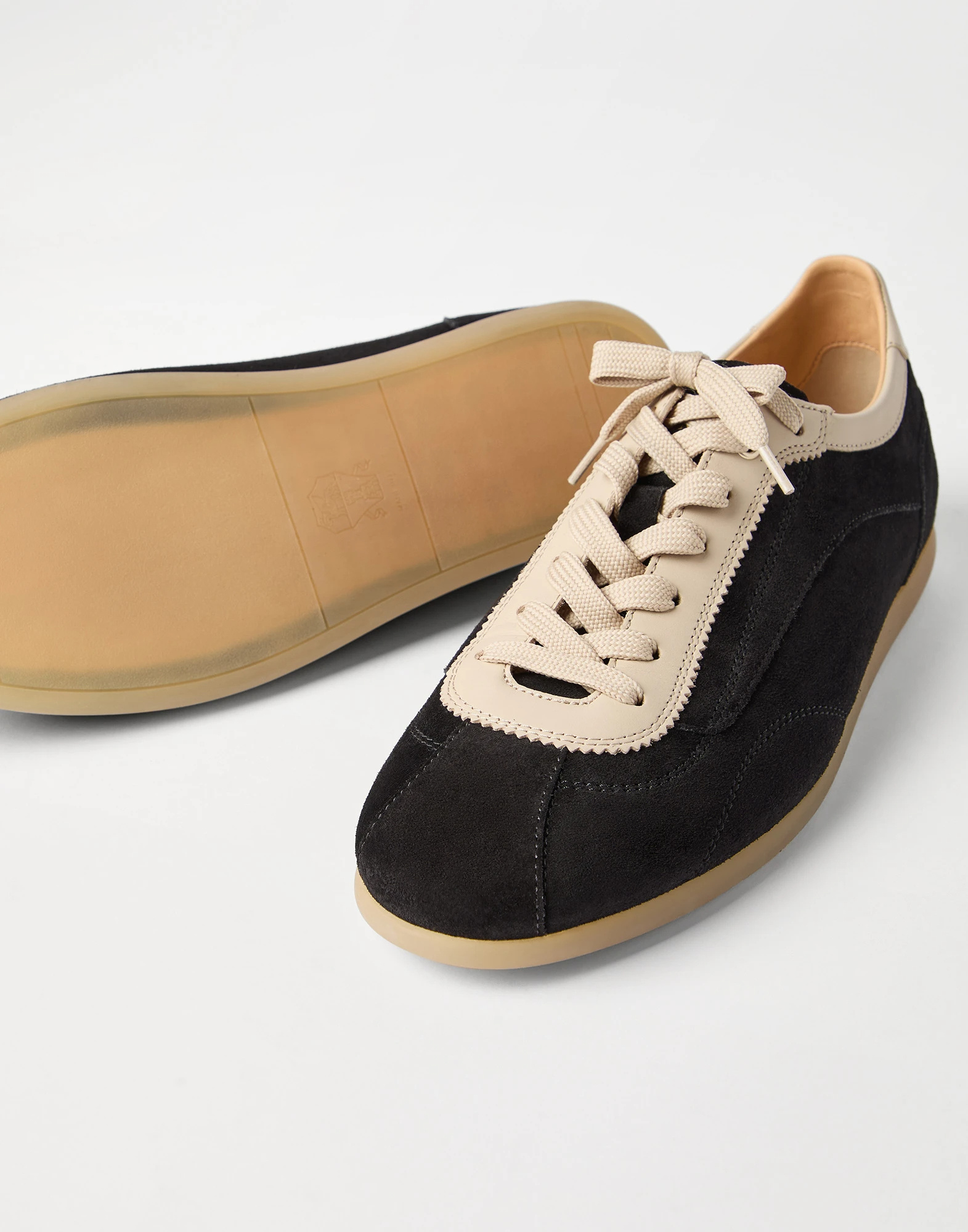 Brunello Cucinelli Suede Panelled Sneakers In Black