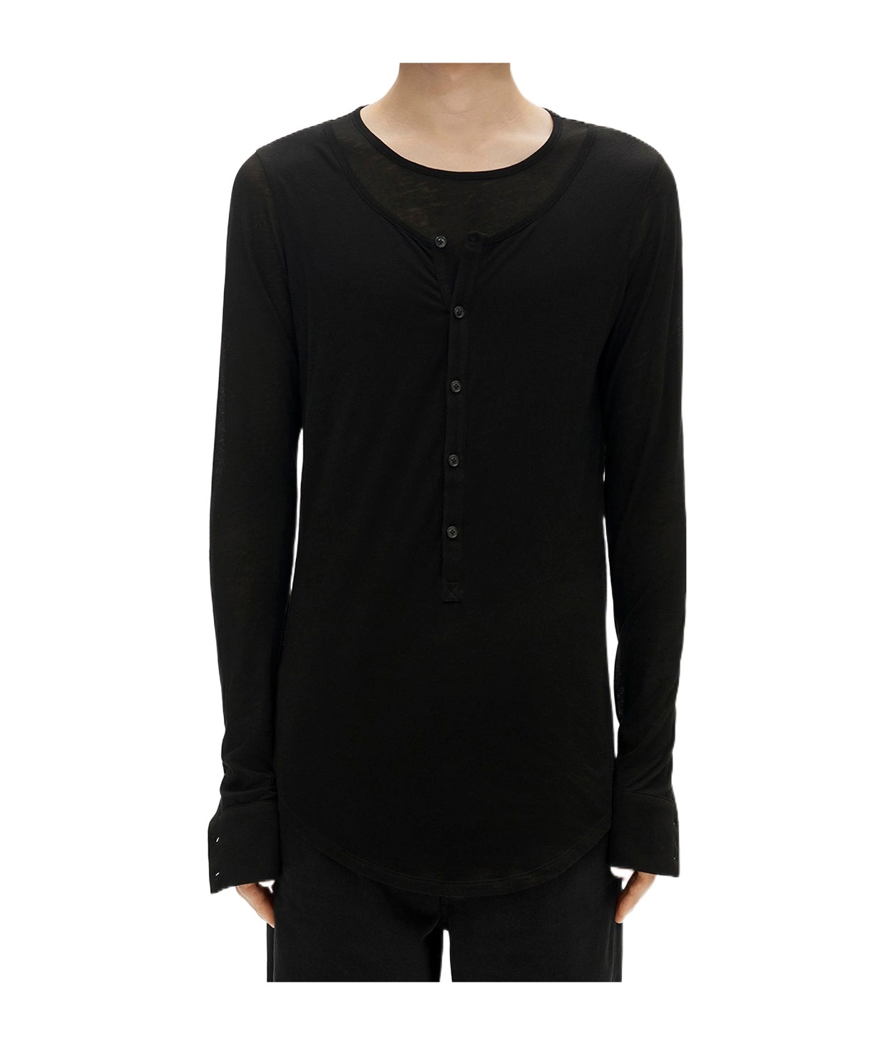 Ann Demeulemeester Leo Layered Serafino Top In Black