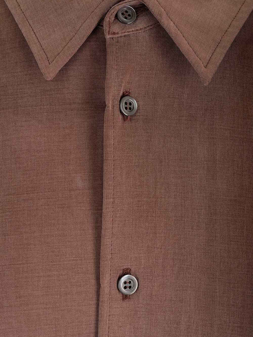 Magliano Stretch Cupro Liquid Shirt With Chest Pocket In Brown