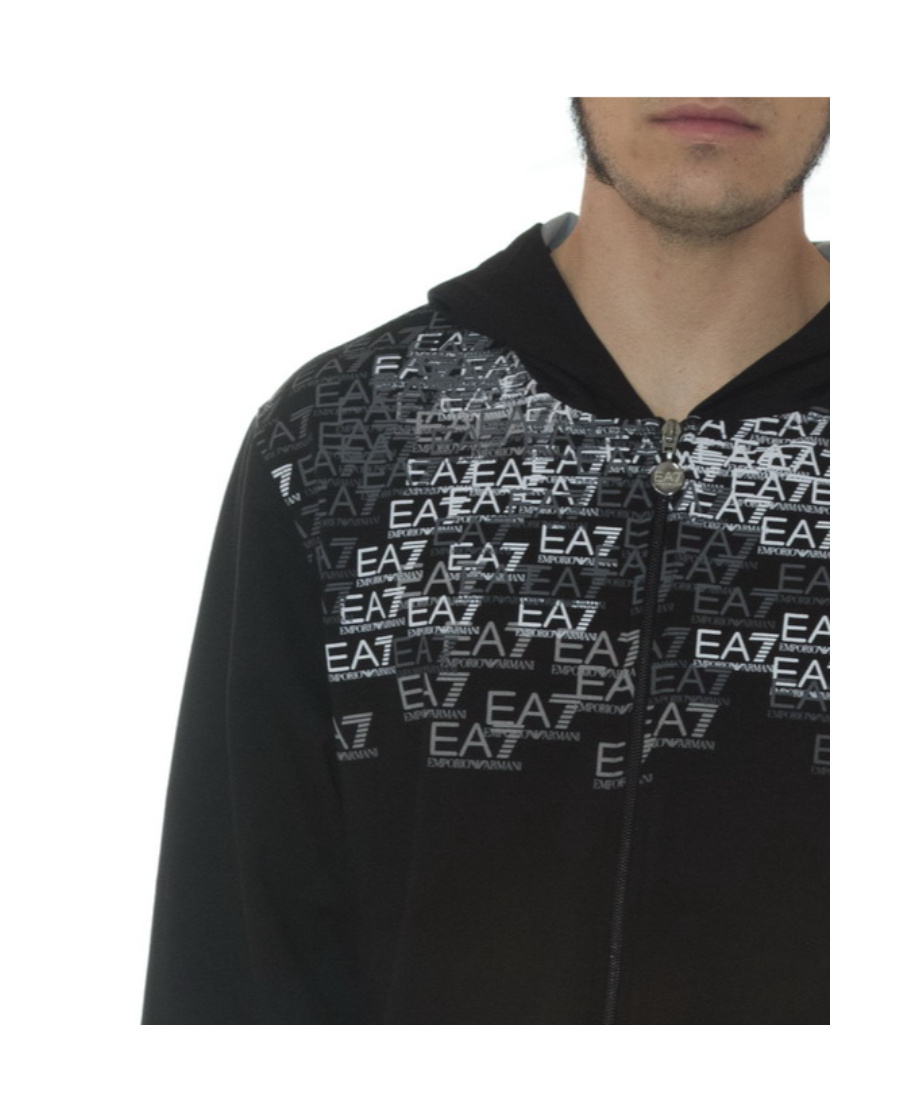 Ea7 Logo Zipper Casual Jacket In Black
