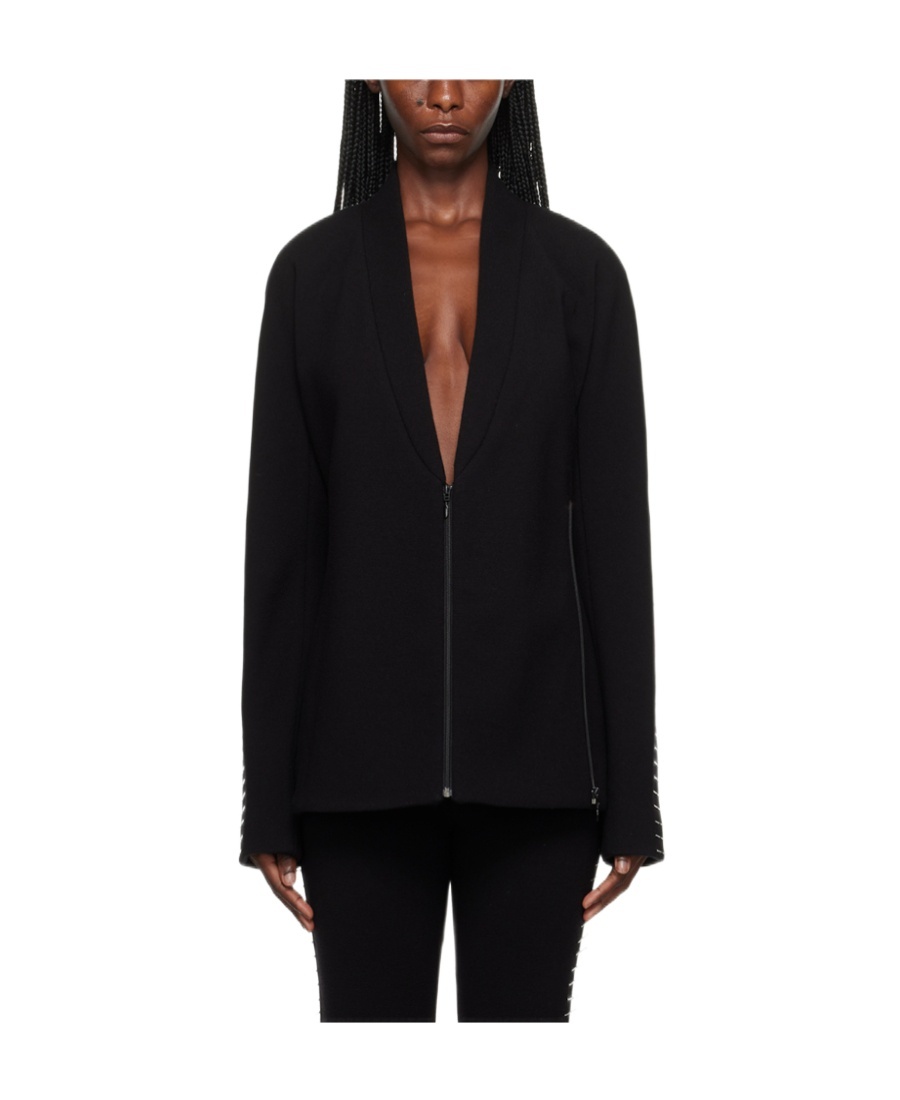 Shop Alaïa Long-sleeved Zipper Casual Jacket In Black