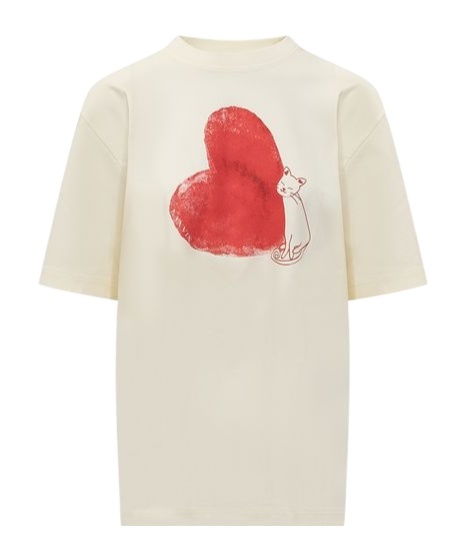 Lanvin Cat Heart T-shirt In White