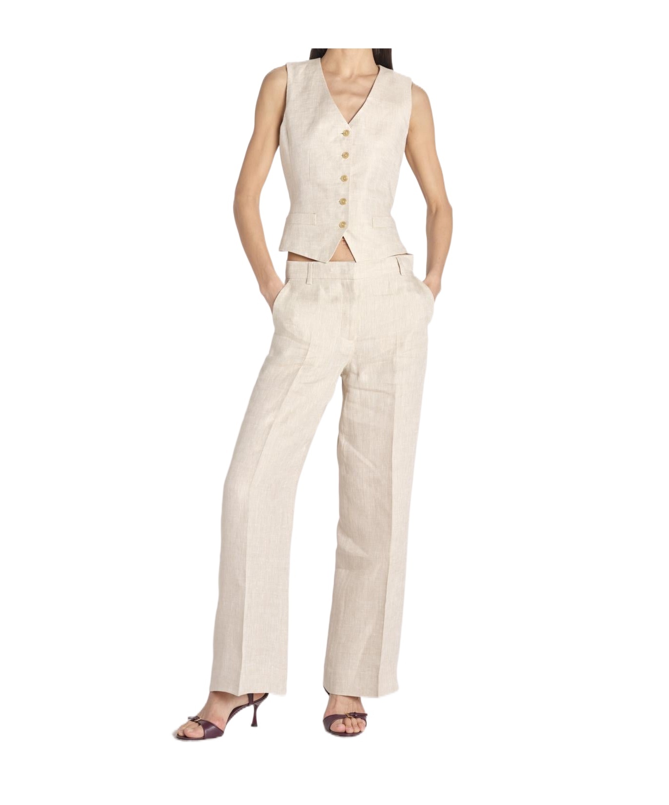 Weekend Max Mara Button Vest In Neutral