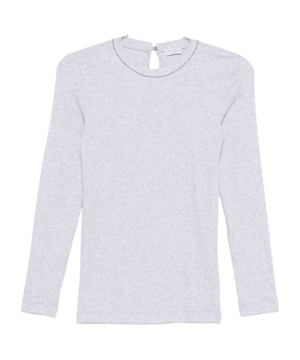 Brunello Cucinelli Crewneck Cotton Sweater With Back Keyhole Detail