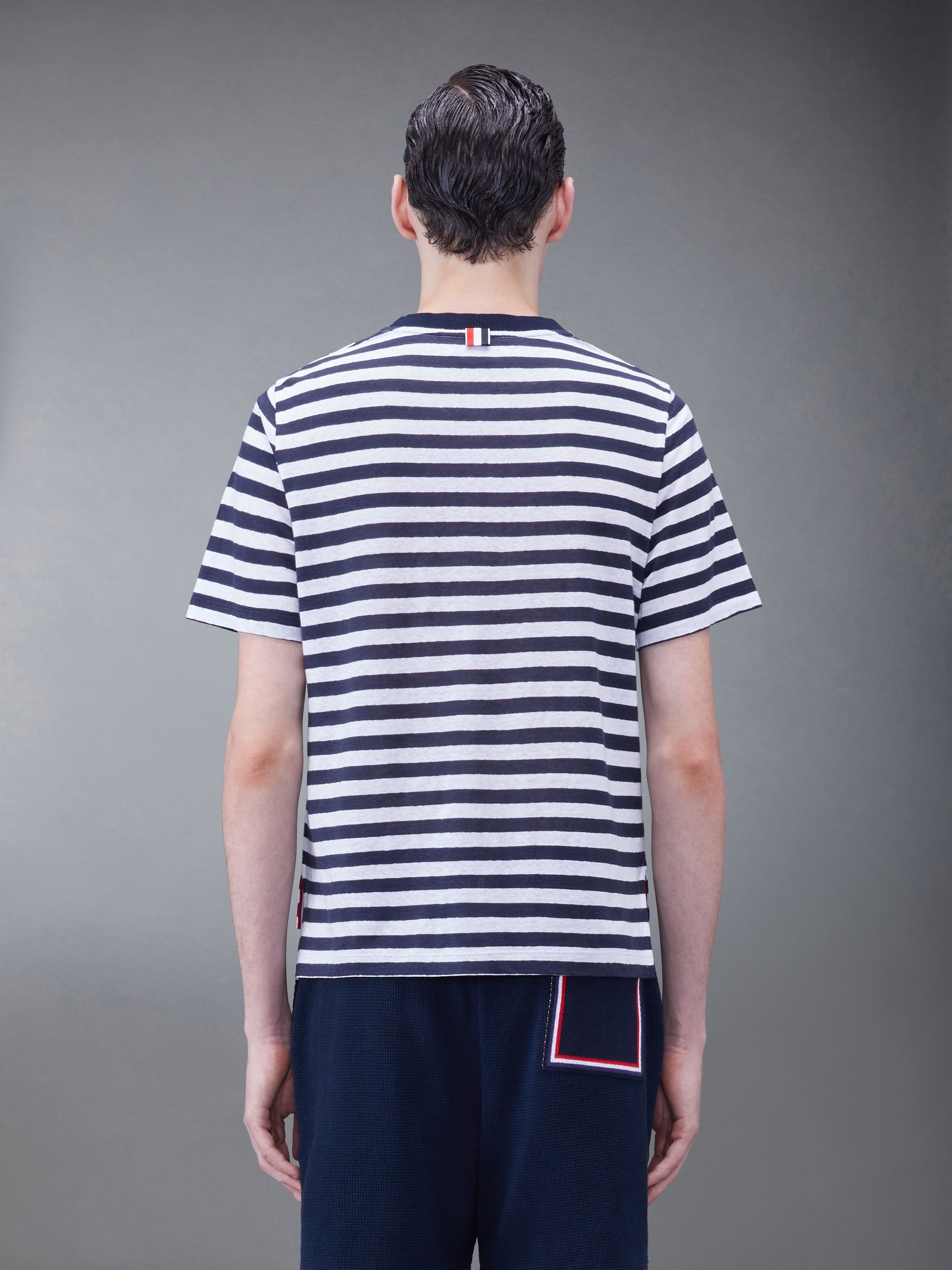 Thom Browne Horizontal-stripe Short-sleeve T-shirt In Multicolor