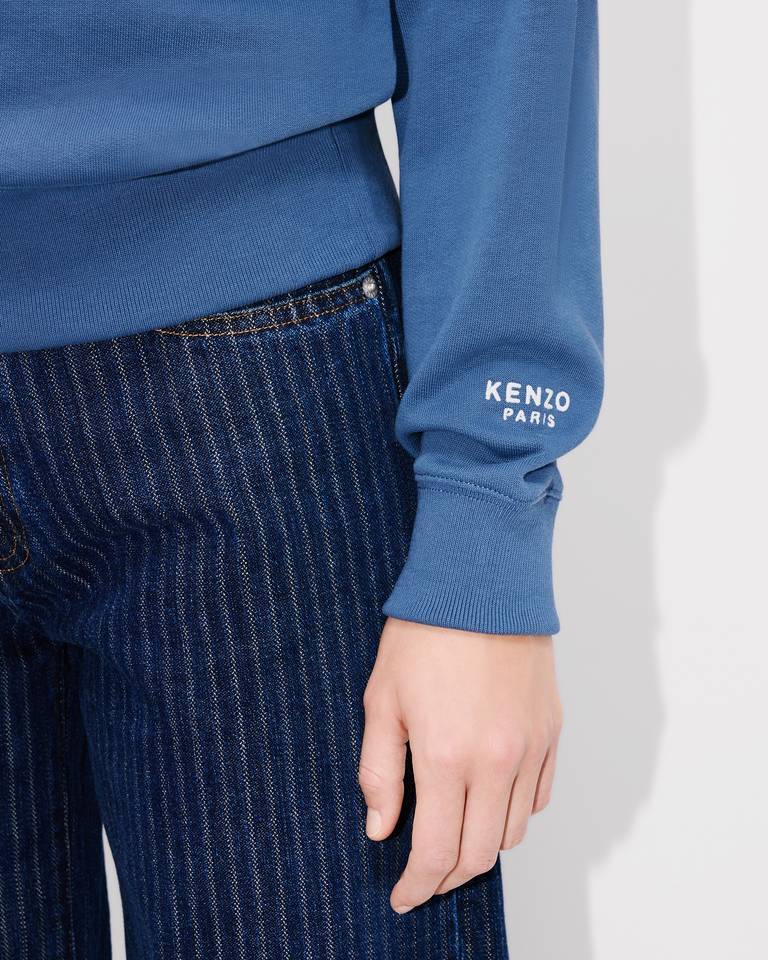 Kenzo Long-sleeved Hooded Hoodie In Blue
