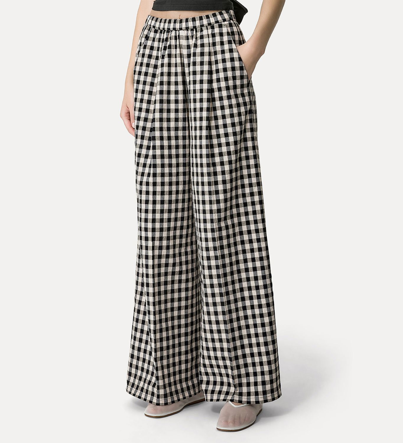 Forte Forte Palazzo Pants In Ginghamcheck Cotton
