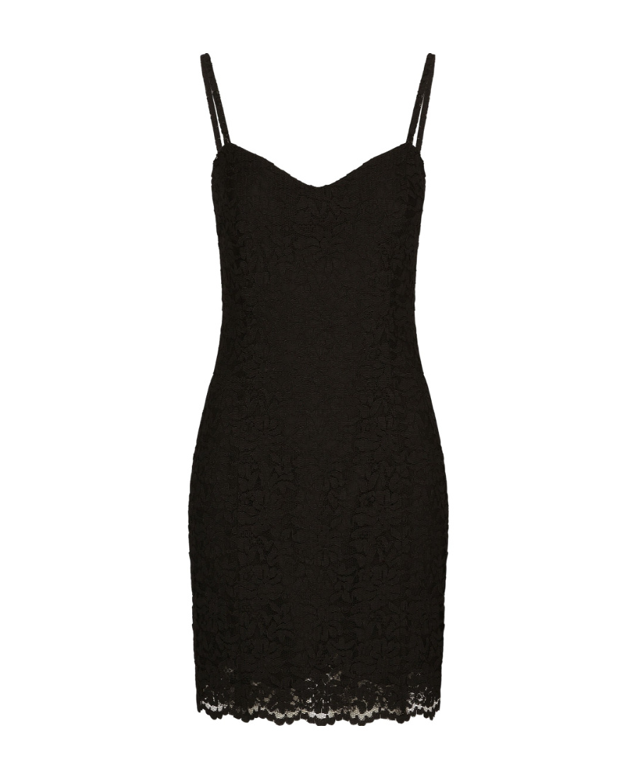Dolce & Gabbana Floral-lace Mini Dress In Black