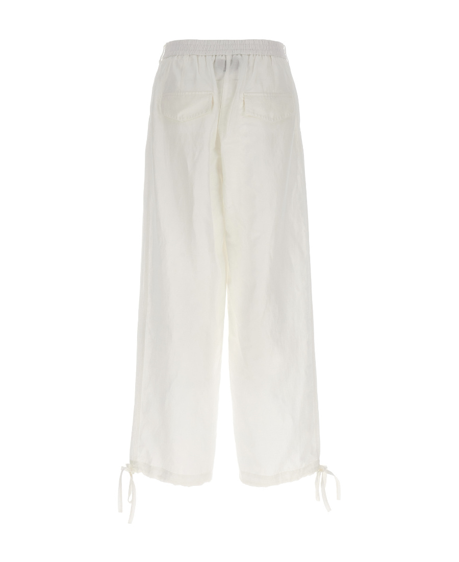 Msgm Elasticated-ankles Wide-leg Trousers In White