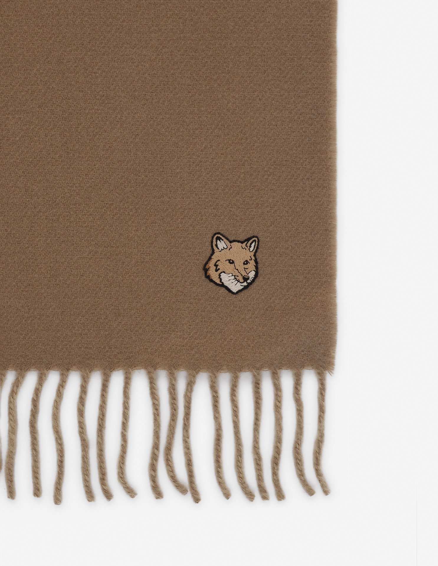Maison Kitsuné Fox Head Double-sided Scarf In Brown