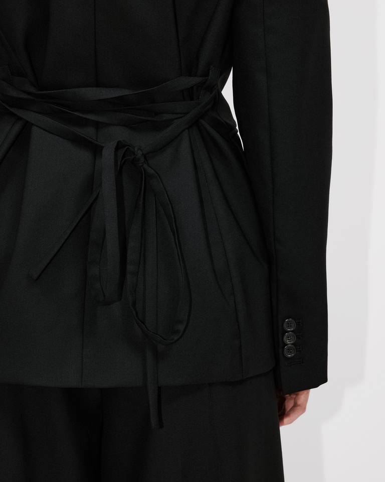 Kenzo Long-sleeved Wool Suit Coat In Black